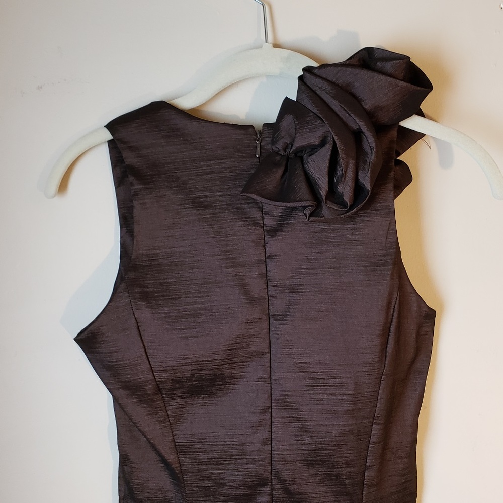 Cache Bronze Metallic Sheen Sheath Dress Size 8 - Picture 4 of 6